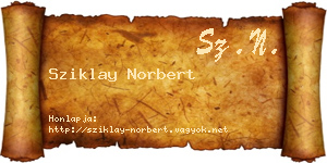 Sziklay Norbert névjegykártya